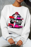 Blue Casual Street Print Patchwork O Neck Tops