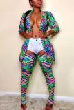 Camouflage Fashion Sexy adult Print HOLLOWED OUT Patchwork Two Piece Suits pencil Long Sleeve