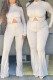 Cream White Sexy Solid Patchwork Slit Asymmetrical Half A Turtleneck Long Sleeve Two Pieces
