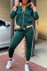 Green Fashion Casual Patchwork Basic Zipper Collar Long Sleeve Two Pieces