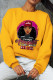 Yellow Street Sportswear Print Patchwork O Neck Tops