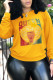 Yellow Casual Street Print Patchwork O Neck Tops