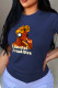 Navy Blue Casual Print Patchwork O Neck T-Shirts