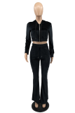 Red Casual Solid Patchwork Hooded Collar Long Sleeve Two Pieces