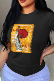 Red Fashion Street Print Patchwork O Neck T-Shirts