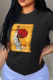Black Fashion Street Print Patchwork O Neck T-Shirts