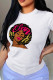 White Street Print Patchwork O Neck T-Shirts