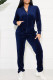 Tibetan Blue Casual Sportswear Solid Patchwork Zipper Hooded Collar Long Sleeve Two Pieces