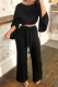 Black Casual Solid Patchwork O Neck Long Sleeve Two Pieces
