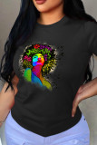 Red Fashion Print Patchwork O Neck T-Shirts