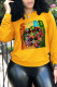 Yellow Casual Street Print Patchwork O Neck Tops