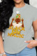 Grey Street Print Patchwork O Neck T-Shirts