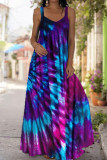 Purple Casual Print Patchwork U Neck Vest Dress Dresses