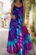 Purple Casual Print Patchwork U Neck Vest Dress Dresses