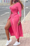 Pink Fashion Sexy Solid Backless V Neck Long Sleeve Two Pieces pre-sale