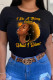 Black Fashion Print Patchwork O Neck T-Shirts