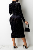 Red Sexy Solid Patchwork See-through Burn-out O Neck A Line Dresses