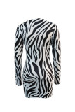 Black Fashion Casual Print Basic O Neck A Line Dresses