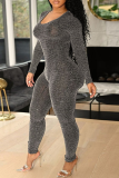 Colour Sexy Solid Hollowed Out Skinny Jumpsuits