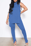 Red Sexy Casual Solid Bandage Fold Turtleneck Sleeveless Two Pieces