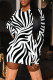 Black Fashion Casual Print Basic O Neck A Line Dresses