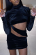 Black Sexy Solid Patchwork Half A Turtleneck Pencil Skirt Dresses