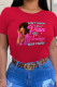 Red Casual Print Patchwork O Neck T-Shirts