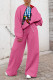 Rose Red Casual Solid Patchwork O Neck Long Sleeve Two Pieces