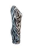 Black Fashion Casual Print Basic O Neck A Line Dresses