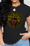 Red Fashion Print Patchwork O Neck T-Shirts