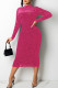 Red Sexy Solid Patchwork See-through Burn-out O Neck A Line Dresses