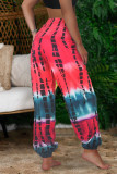 Turquoise Casual Print Patchwork Straight High Waist Straight Full Print Bottoms