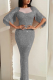 Grey Sexy Patchwork Sequins O Neck Trumpet Mermaid Dresses