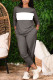 Grey Casual Solid Patchwork O Neck Long Sleeve Two Pieces