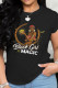 Black Casual Print Patchwork O Neck T-Shirts