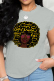 Red Fashion Print Patchwork O Neck T-Shirts