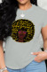 Grey Fashion Print Patchwork O Neck T-Shirts