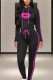 rose red Sportswear Print Hooded Collar Long Sleeve Regular Sleeve Regular Two Pieces