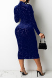 Red Sexy Solid Patchwork See-through Burn-out O Neck A Line Dresses