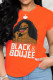 Orange Fashion Print Patchwork O Neck T-Shirts