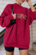 Rose Red Casual Print Patchwork O Neck Tops