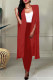Red Fashion Casual Solid Slit Turn-back Collar Long Sleeve Two Pieces