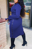 Red Sexy Solid Slit Asymmetrical Zipper Collar Long Sleeve Two Pieces