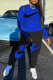Blue Casual Print Patchwork Hooded Collar Long Sleeve Two Pieces