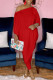 Red Fashion Casual Solid Patchwork Oblique Collar Half Sleeve Two Pieces