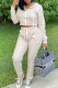 Apricot Casual Solid Patchwork Hooded Collar Long Sleeve Two Pieces