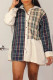 Multicolor Fashion Casual Patchwork Basic Turndown Collar Shirt Dress