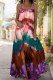 Pink Casual Print Patchwork U Neck Vest Dress Dresses