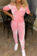Pink Casual Solid Patchwork Zipper Collar Long Sleeve Two Pieces