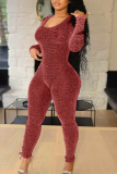 Colour Sexy Solid Hollowed Out Skinny Jumpsuits